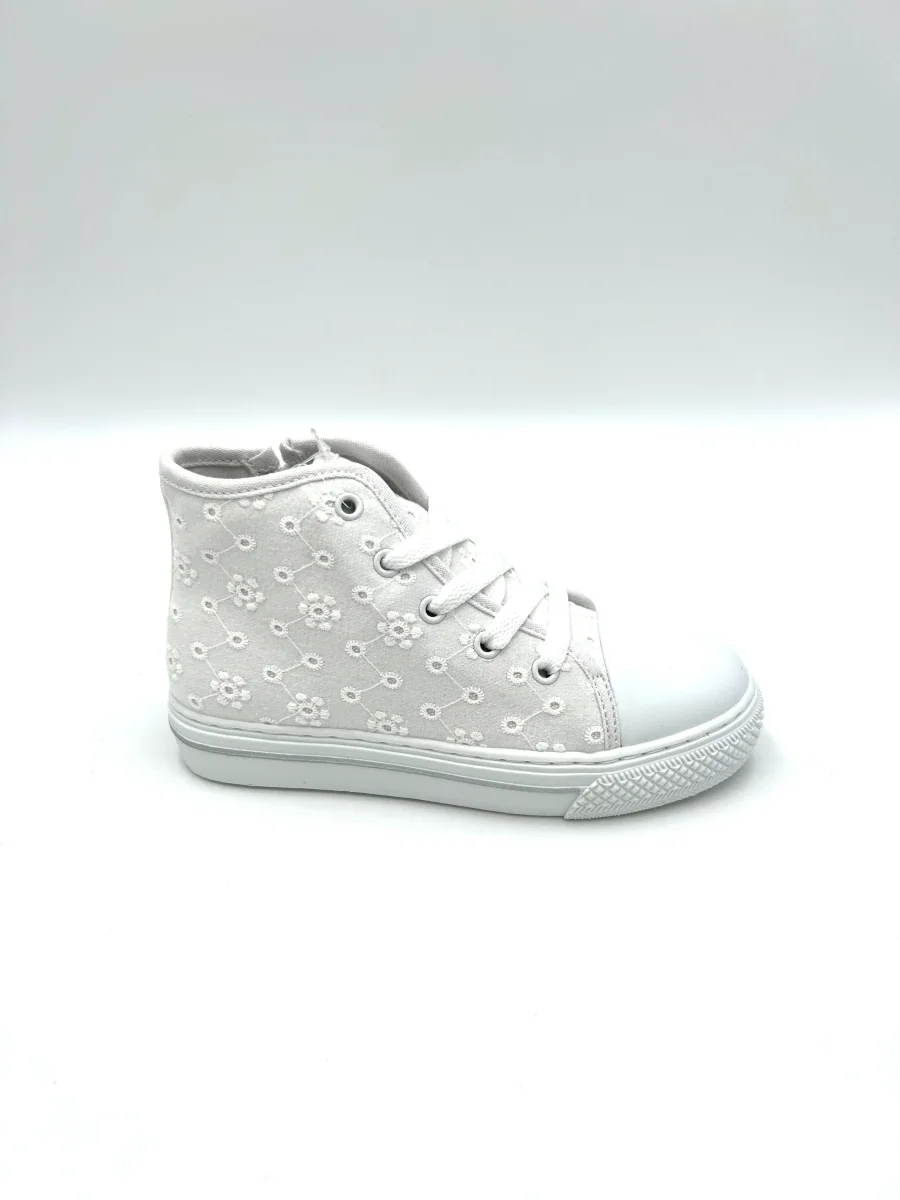 Primigi kids Sneakers alta in cotone stile pizzo San Gallo - bianco - immagine 3