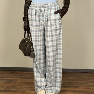 Pantalone check urban celeste