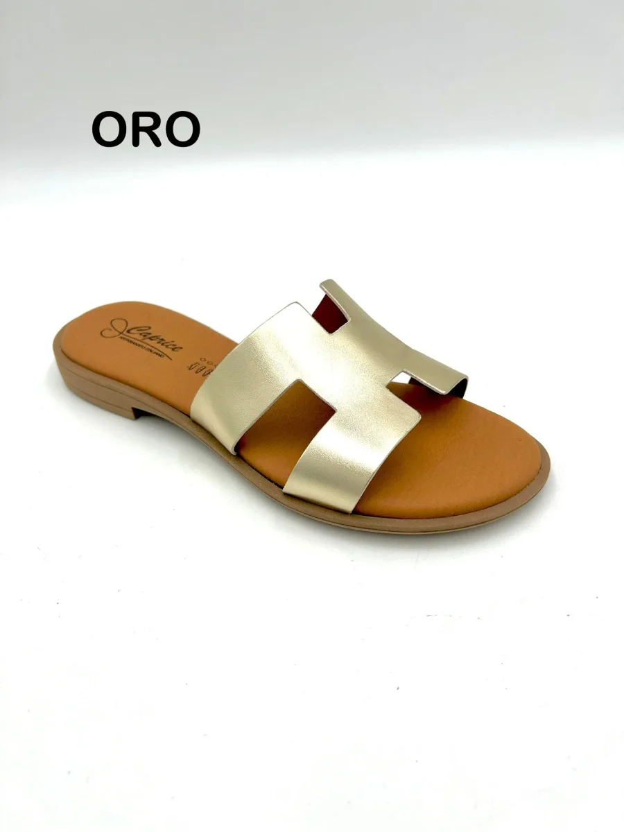 Caprice Ciabattina ispirazione H - memory foam / nero, oro, bianco, cuoio - immagine 6