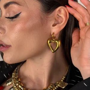 Orecchini valentine un buco nel cuore oro