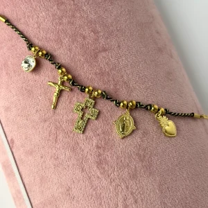 Bracciale croci filo nero