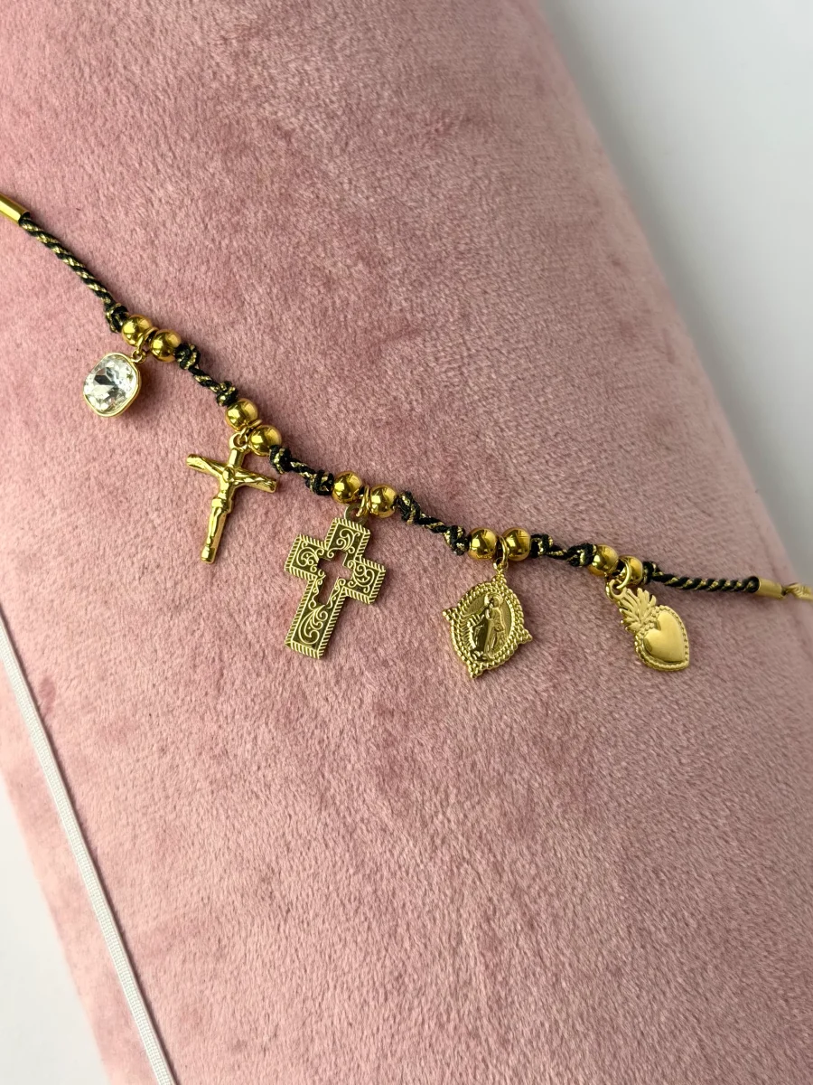 Bracciale croci filo nero