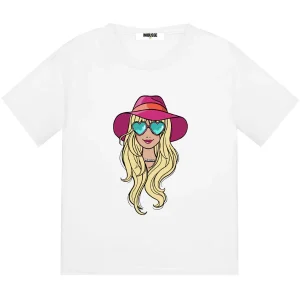 Tshirt Mousse mezza manica con stampa Barbie con cappello e occhiali