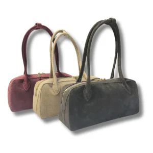 Borsa da Spalla Made in Italy in Vera Pelle – Modello Baguette | Bordeaux, beige e testa di moro