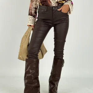 Pantalone in ecopelle marrone