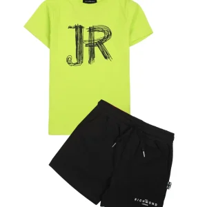 Completo Richmond tshirt mezza manica e bermuda nera in felpa