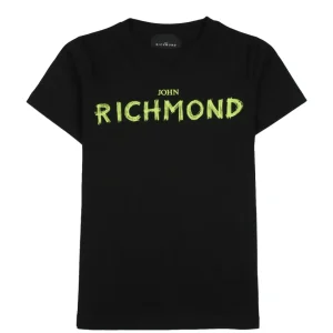 Tshirt Richmond mezza manica di color nero con scritta verde lime sul davanti