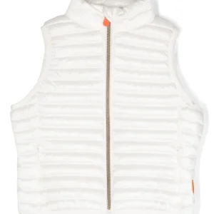 Gilet Save The Duck imbottito di colore bianco con zip centrale