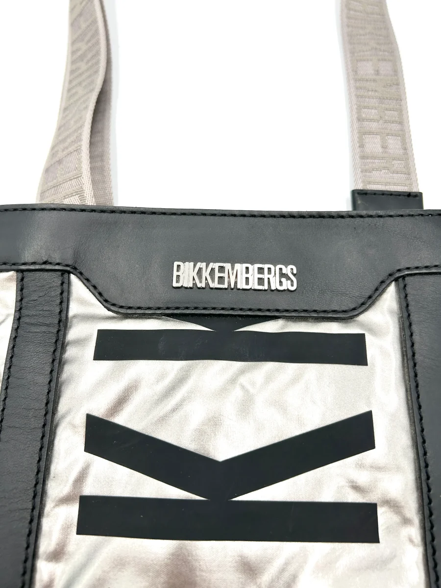 Bikkembergs Borsello piatto logo - argento e nero - immagine 3