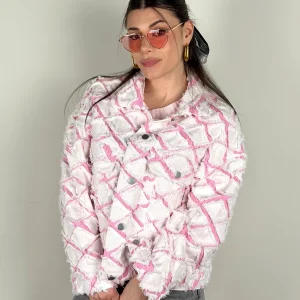 Giubbino rombi bianco e rosa
