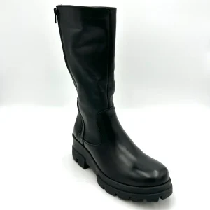 Made in italy Stivale con zeppa vera pelle - nero