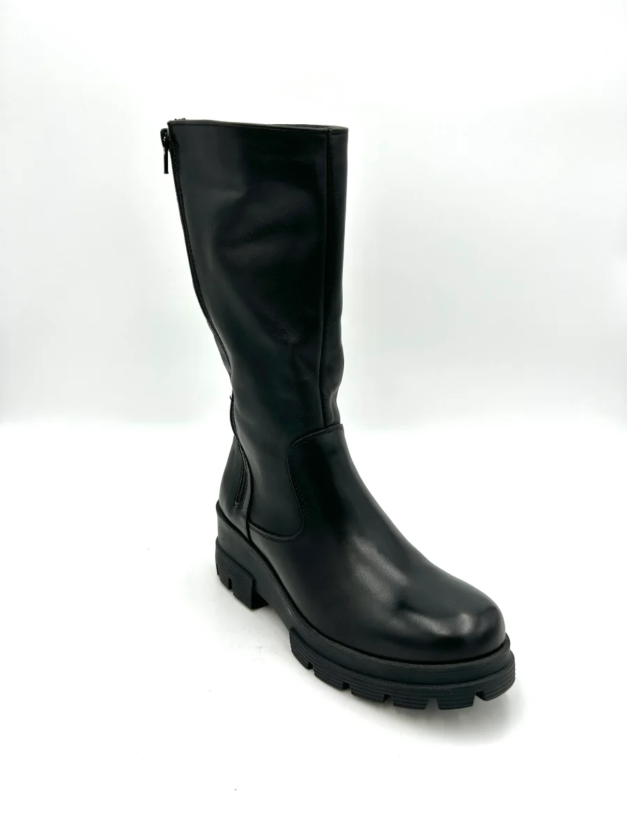 Made in italy Stivale con zeppa vera pelle - nero - immagine 2