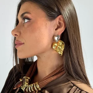 Orecchini 2 cuori stone bicolor