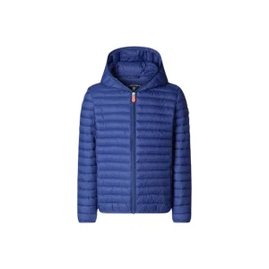 Giacca Save The Duck con zip e cappuccio di colore blu elettrico