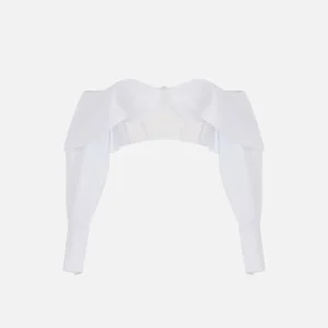 Top in cotone e tulle con gemelli