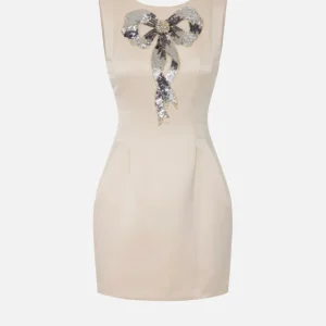 Abito in duchesse con fiocco in paillettes