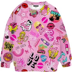 Felpa Mousse manica lunga con stampa fantasia Barbie
