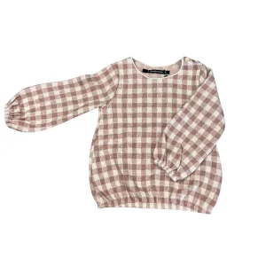 T-shirt Aventiquattrore manica lunga a quadretti di color rosa