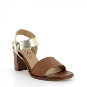 Igi&co Sandalo in pelle con tacco marrone - platino e cuoio