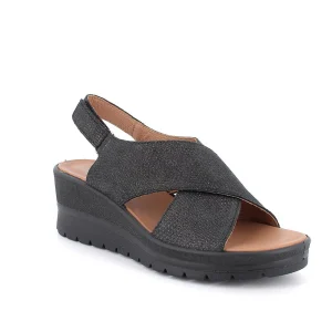 Igi&co Sandali con zeppa fasce incrociate in pelle - nero