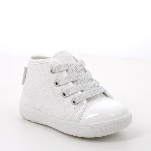 Primigi Scarpe Primi passi da bambina tela e pizzo bianco - chiusura zip