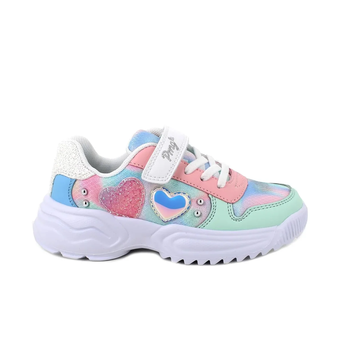 Primigi Sneakers chiusura a strappo e lacci finti - rosa e turchese - immagine 3