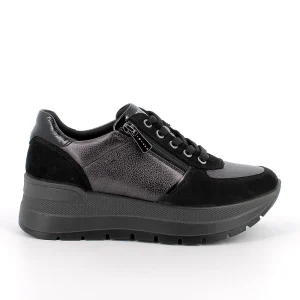 Igi&Co 8677500 Sneakers con zeppa da donna grigio e nero con zip