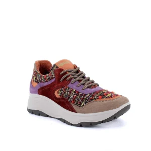 Igi&co Sneakers Tweed donna con lacci - bordeaux e viola (memory foam)