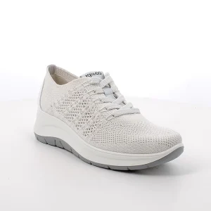 Igi&Co 1140844 Scarpe con zeppa da donna bianco e argento con lacci