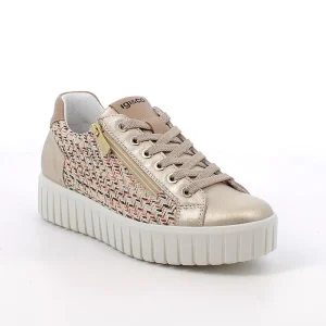 Igi&Co 1145777 Sneakers con zeppa da donna platino e beige con zip
