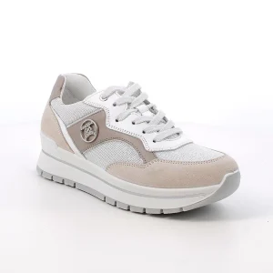 Igi&co Sneakers in rete bianca, argento, taupe (memory foam)