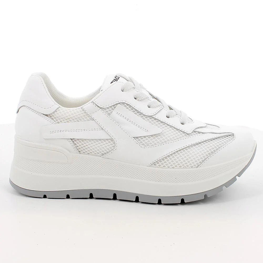 Igi&Co 1156900 Sneakers con zeppa da donna bianco con lacci - immagine 3