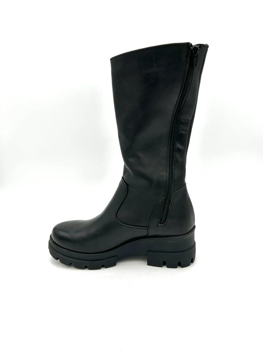 Made in italy Stivale con zeppa vera pelle - nero - immagine 5