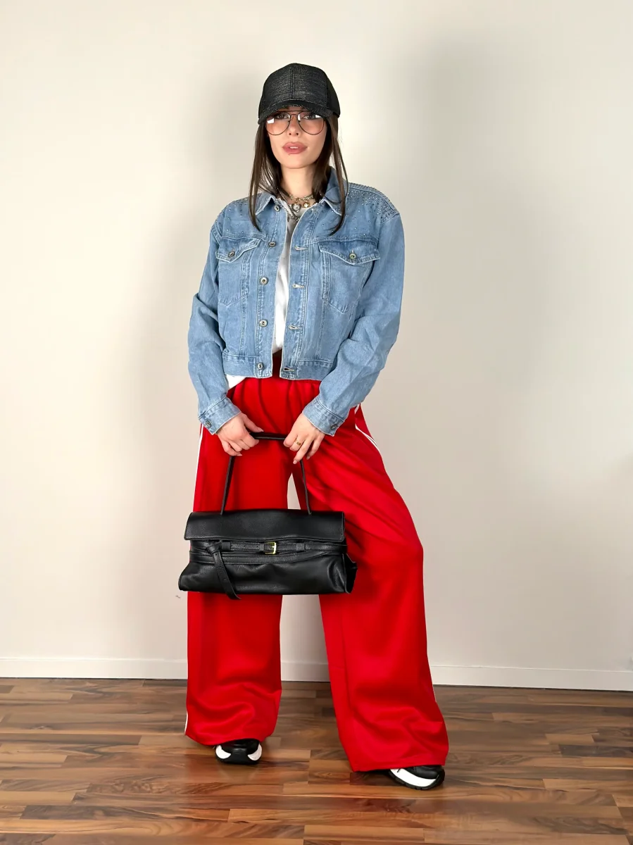 Giubbino denim zirconi - immagine 5