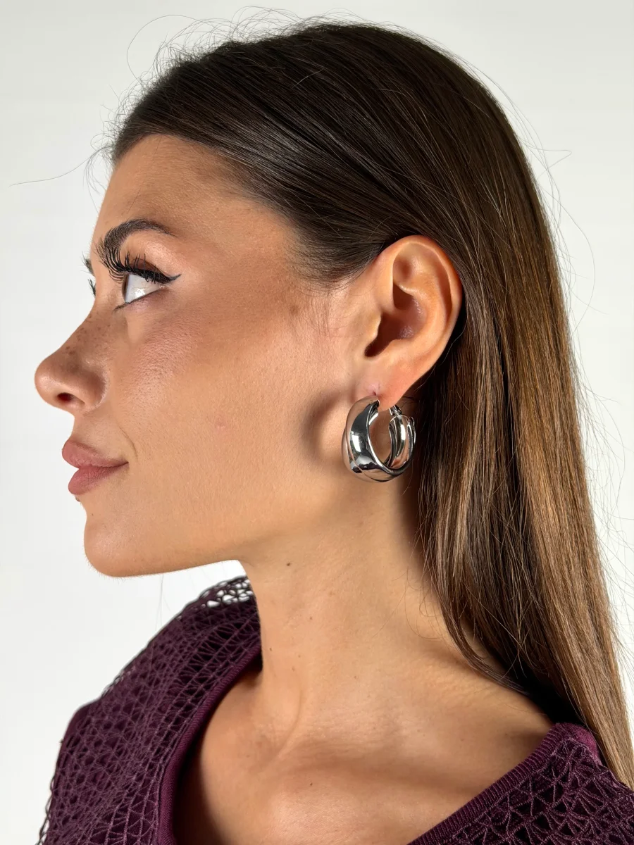 Orecchini doppio cerchio - 2 colori - immagine 3
