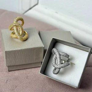 Anello intreccio zirconato - 2 colori