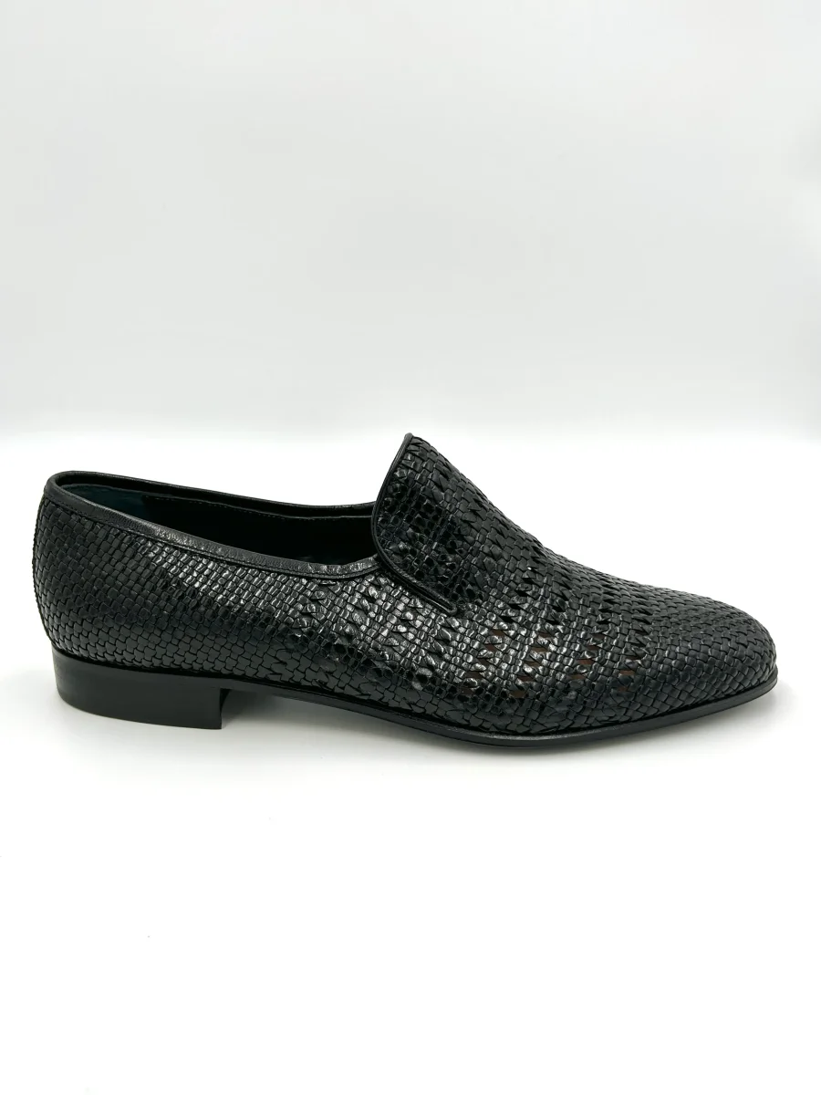Marelli Mocassino lavorazione intrecciata - vera pelle nera - immagine 3