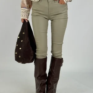 Pantalone in ecopelle beige