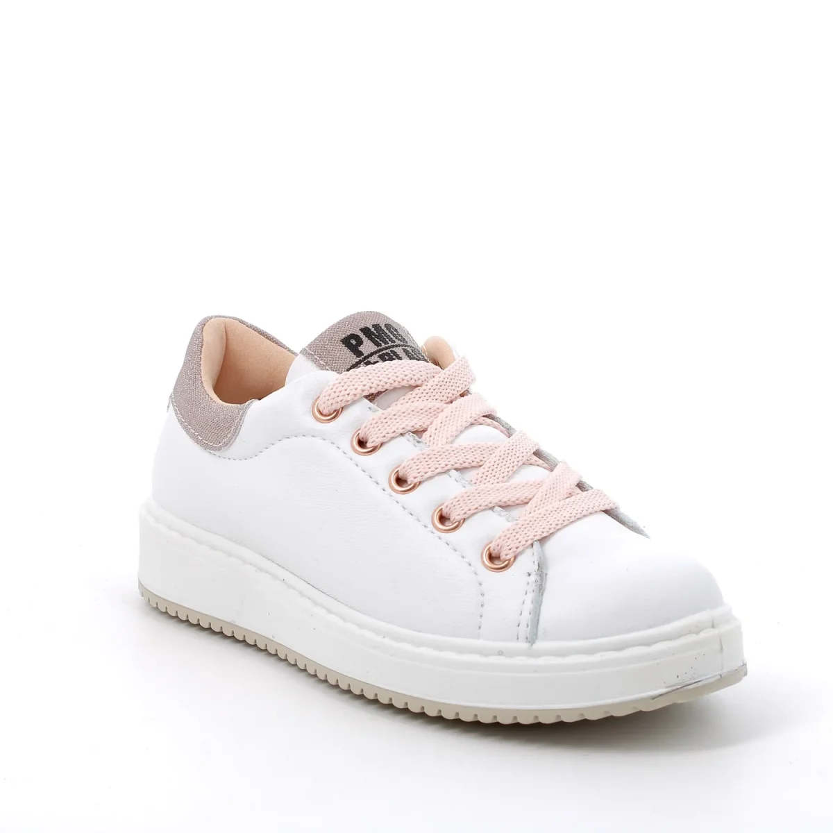 Primigi kids Sneakers bianca glitter con lacci e chiusura zip - bianco e rosa - immagine 2