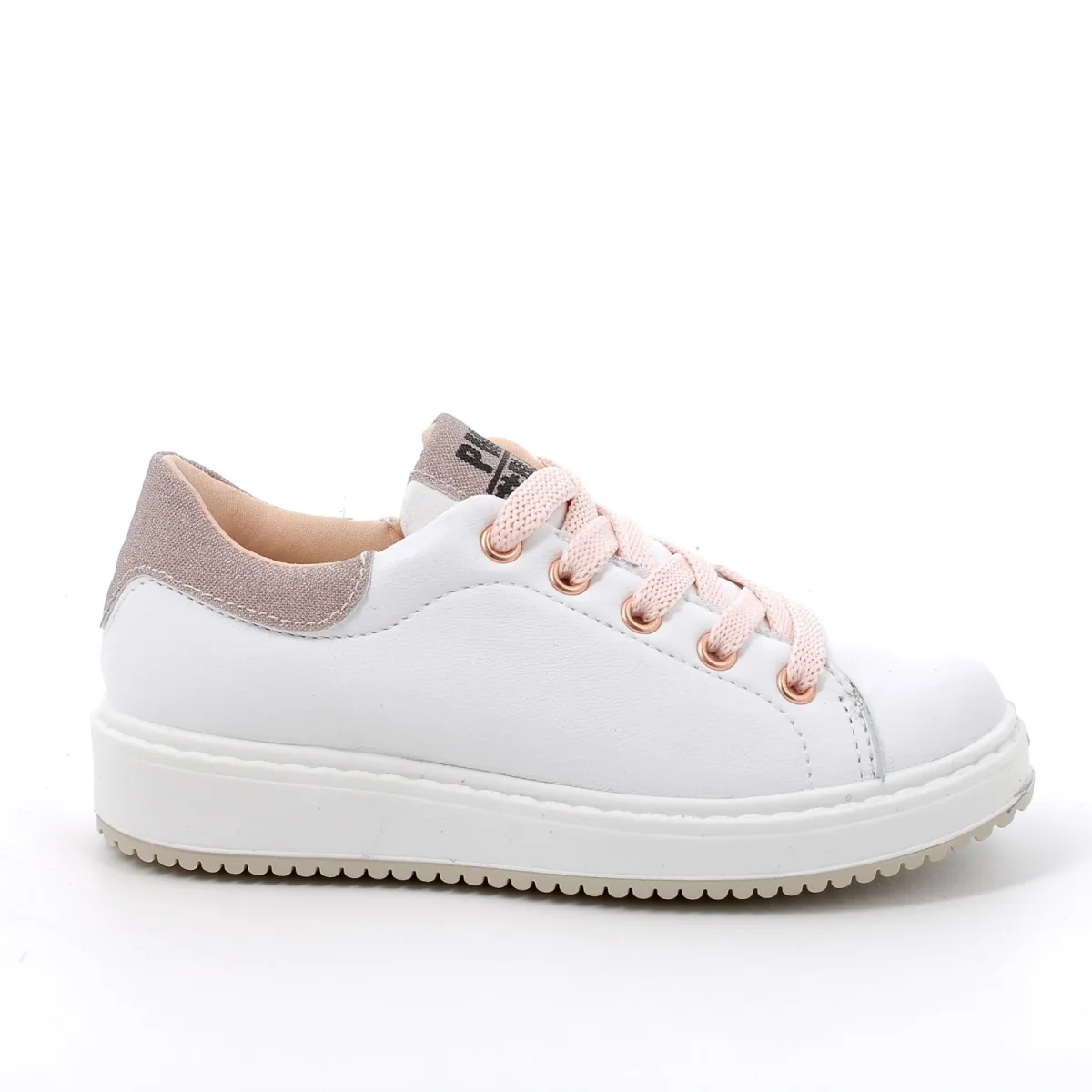 Primigi kids Sneakers bianca glitter con lacci e chiusura zip - bianco e rosa - immagine 4
