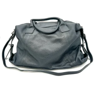 Made in italy Borsone viaggio regolabile con manici e tracolla - vera pelle - blu