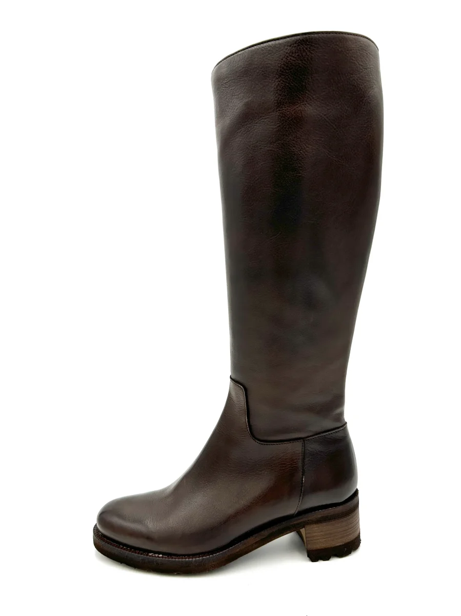 Calpierre Stivale alto elasticizzato con chiusura zip - in pelle marrone - immagine 3