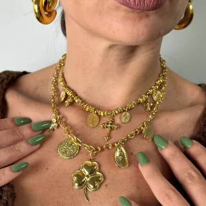 Collana ciondoli e croce - 2 colori