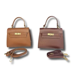 Borsa Made in Italy in Vera Pelle – Misura Media | Bordeaux e Marrone Cuoio