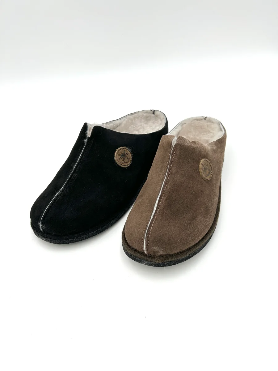 Daisy By Florance Pantofola ciabatta calda imbottita con plantare estraibile - nera e marrone