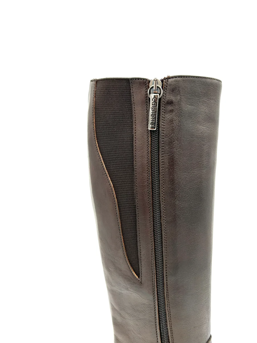 Calpierre Stivale alto elasticizzato con chiusura zip - in pelle marrone - immagine 6