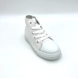 Primigi kids Sneakers alta in cotone stile pizzo San Gallo - bianco