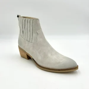 Made in italy Tronchetto Texano, vera pelle - ghiaccio