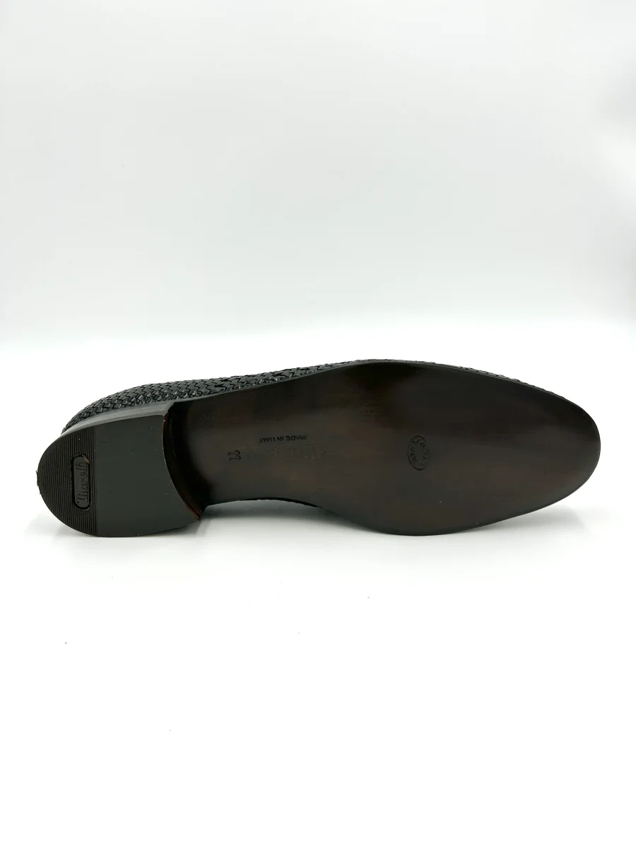 Marelli Mocassino lavorazione intrecciata - vera pelle nera - immagine 7