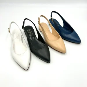Made in Italy Slingback Flats vera pelle - Nero, Bianco, Beige, Blu